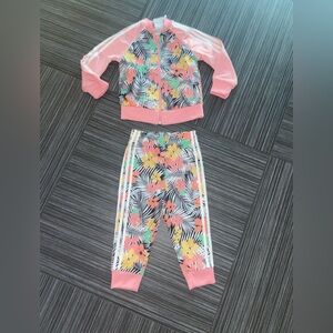 Track Suit Adidas Toddler Track Suit, Matching Set, Pants Jacket, Pink Floral 2T